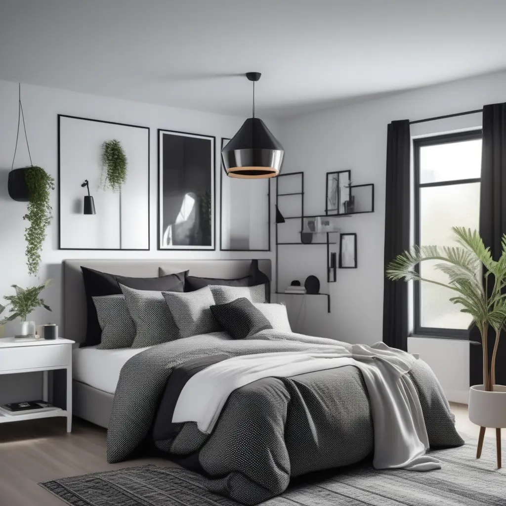 bedroom redesign to black and white color palette