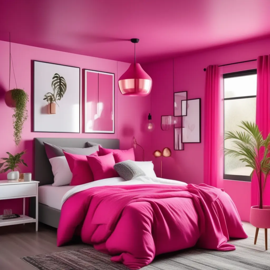 bedroom redesign to pink and black color palette